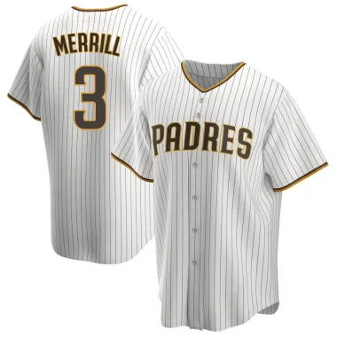 Jackson Merrill Men's Replica San Diego Padres White/Brown Home Jersey
