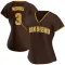Jackson Merrill Women's Replica San Diego Padres Brown Road Jersey