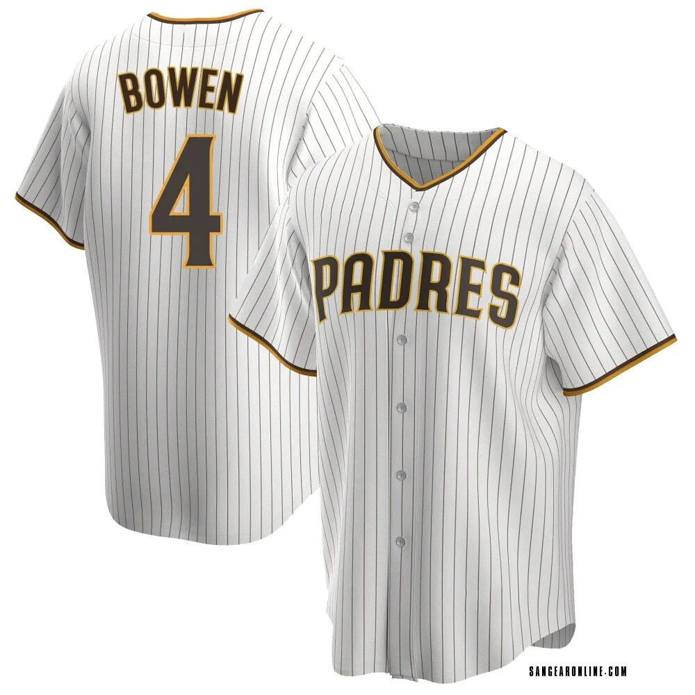 Jase Bowen Men's Replica San Diego Padres White/Brown Home Jersey