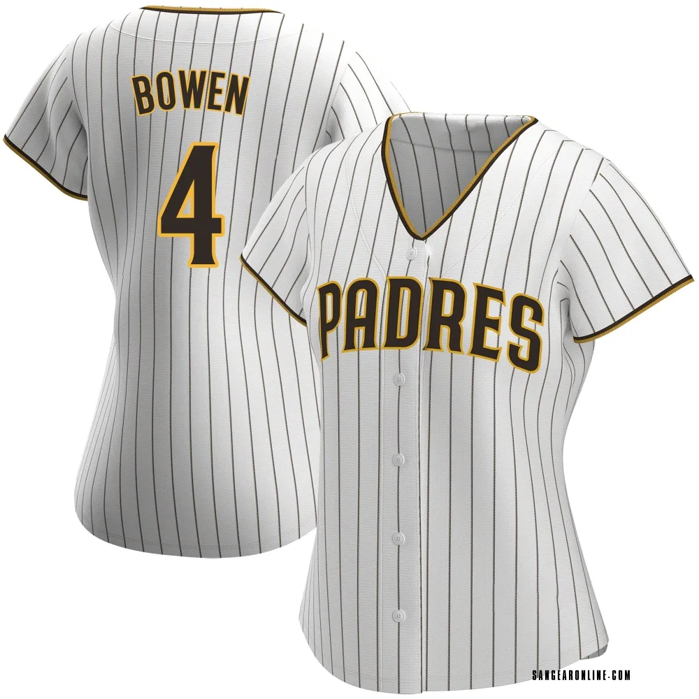 Jase Bowen Women's Authentic San Diego Padres White/Brown Home Jersey
