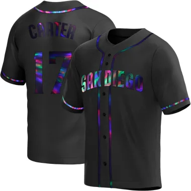 Joe Carter Men's Replica San Diego Padres Black Holographic Alternate Jersey