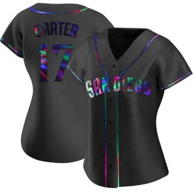 Joe Carter Women's Replica San Diego Padres Black Holographic Alternate Jersey