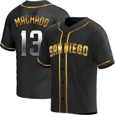 Manny Machado Men's Replica San Diego Padres Black Golden Alternate Jersey