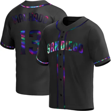 Manny Machado Men's Replica San Diego Padres Black Holographic Alternate Jersey