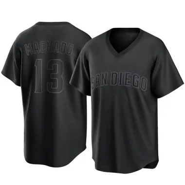 Manny Machado Men's Replica San Diego Padres Black Pitch Fashion Jersey