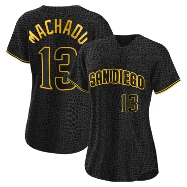 Manny Machado Women's Authentic San Diego Padres Black Snake Skin City Jersey