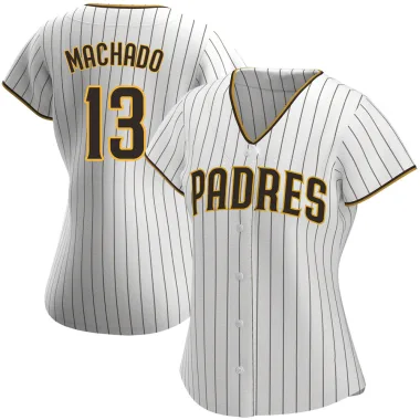 Manny Machado Women's Authentic San Diego Padres White/Brown Home Jersey