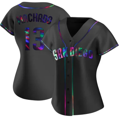 Manny Machado Women's Replica San Diego Padres Black Holographic Alternate Jersey