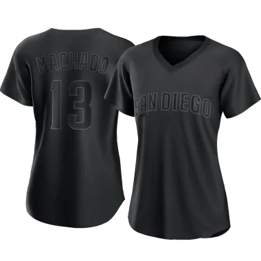 Manny Machado Women's Replica San Diego Padres Black Pitch Fashion Jersey